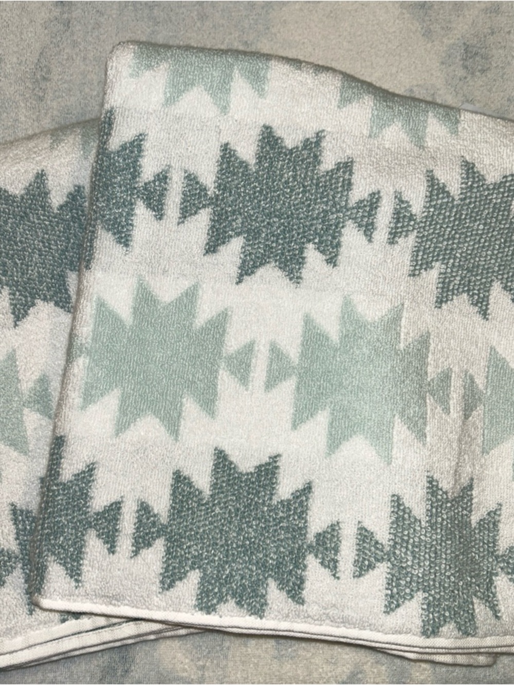 Wrangler Sage Green & White Aztec Western Bath Towels (Set of 2)